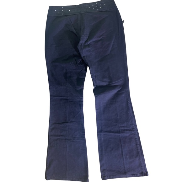 Retro stretchy black bell bottom pants size Large with Rhinestones - Picture 3 of 7